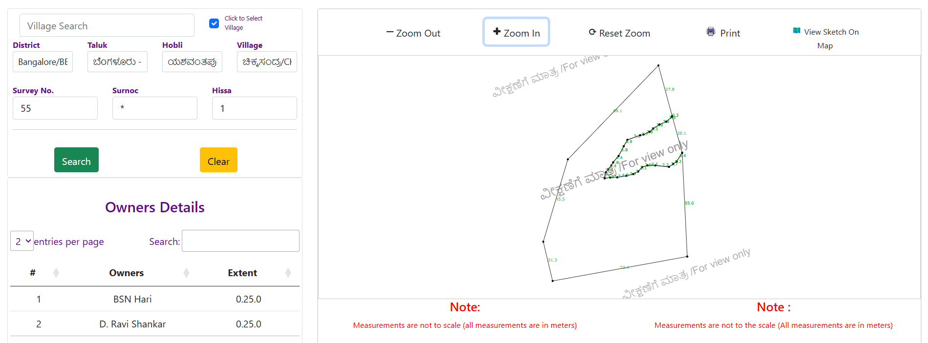Survey Sketch & Boundaries sample
